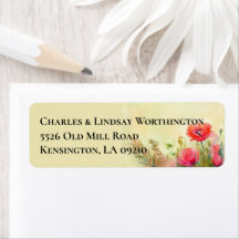 Spring Watercolor Poppies Return Address