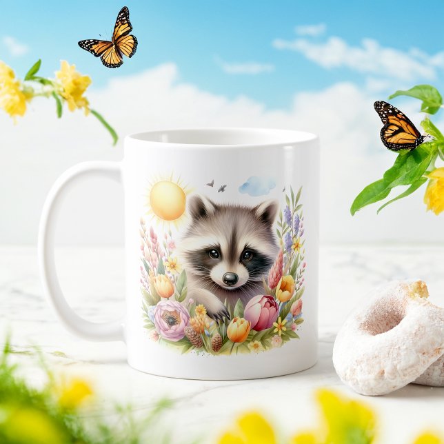 Spring Watercolor Raccoon - Customized Kid Mug (Creator Uploaded)