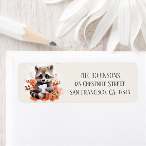 Spring Watercolor Raccoon _ Return Address Label