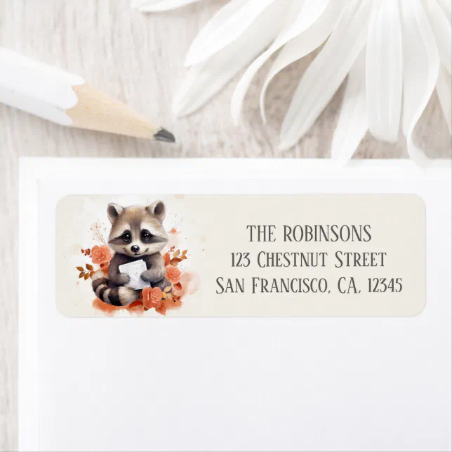Spring Watercolor Raccoon - Return Address Label | Zazzle