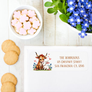 Spring Watercolor Texas Longhorn Calf  Label
