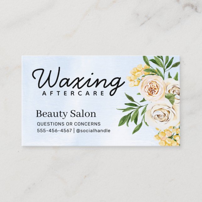 Spring Watercolor Waxing Aftercare Business Card (Front)