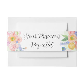 Spring Watercolor Wedding Invitation Invitation Belly Band