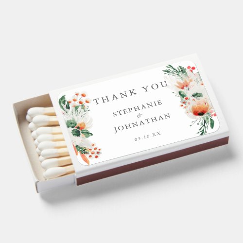 Spring Watercolor Wildflower Wedding  Matchboxes