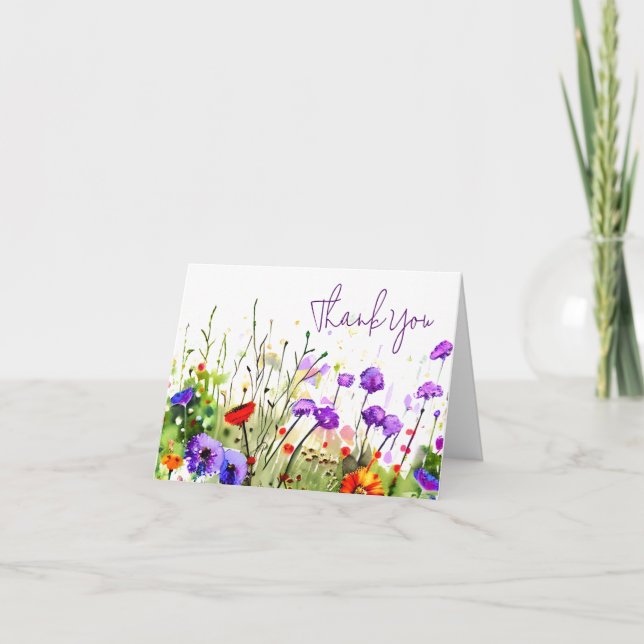 Spring watercolor wildflowers customizable card (Front)