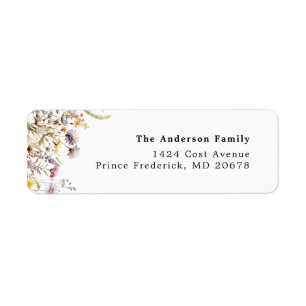 Spring Watercolor Wildflowers Florals Label