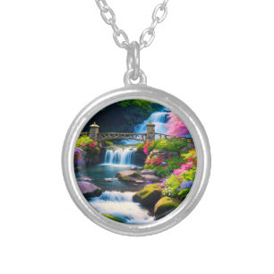 Spring Waterfall 1 Silver Plated Necklace