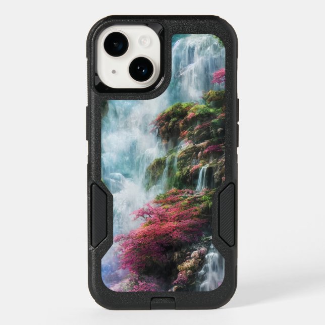 Spring Waterfall Mountain Pink Flowers 11 Otterbox iPhone Case (Back)