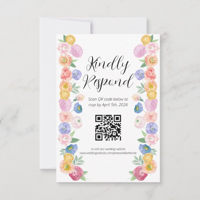 Spring Waterfolor Floral RSVP Card (Front)