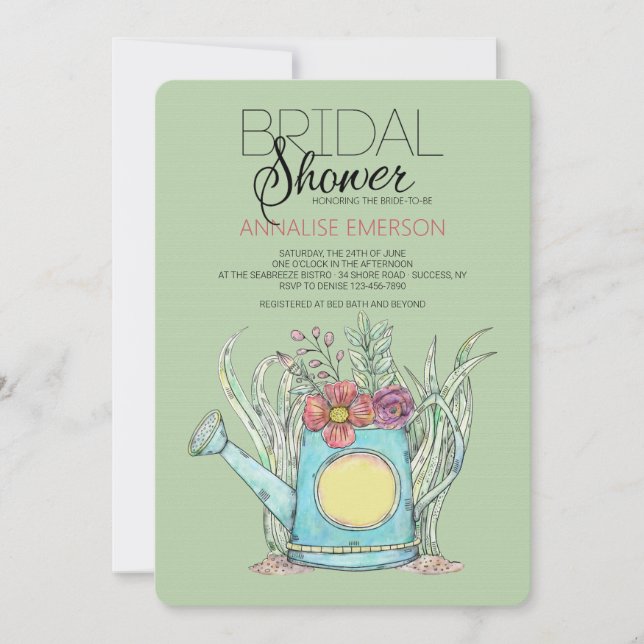 Spring Watering Can Bridal Shower Invitation (Front)