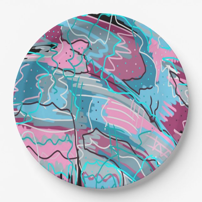 Spring Waters Abstract Print  Paper Plates (Front)