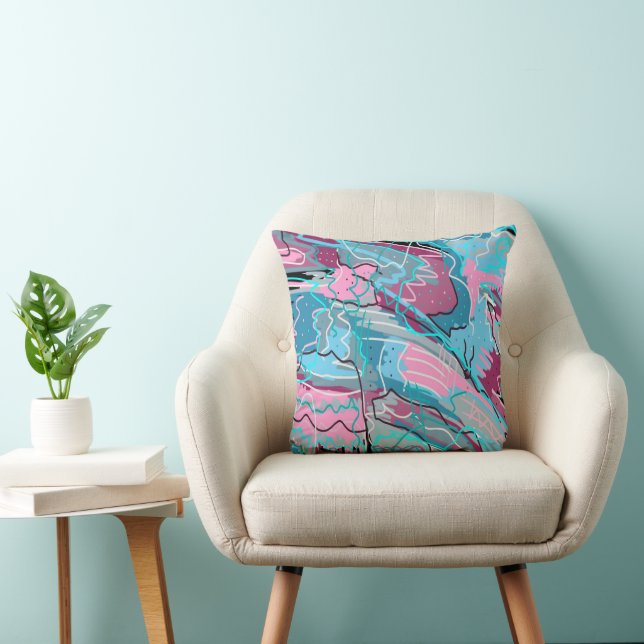 Spring Waters Abstract Print Throw Pillow (Chair)