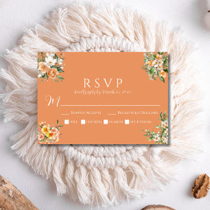 Spring Wedding Apricot Peach Floral RSVP Card