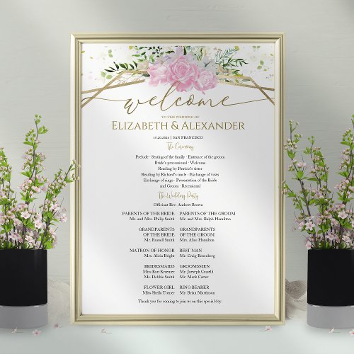 Spring Wedding Ceremony Program Sign Wildflower