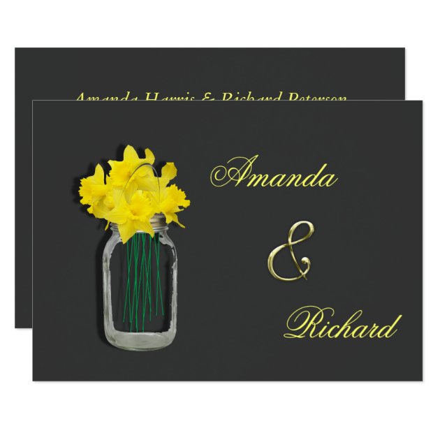 Spring Wedding Daffodils Mason Jar Invites