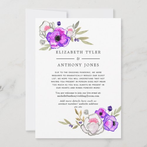 Spring Wedding Floral Reduced Guest List Announcement