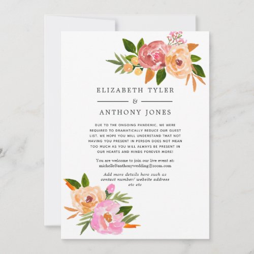 Spring Wedding Floral Reduced Guest List Announcement