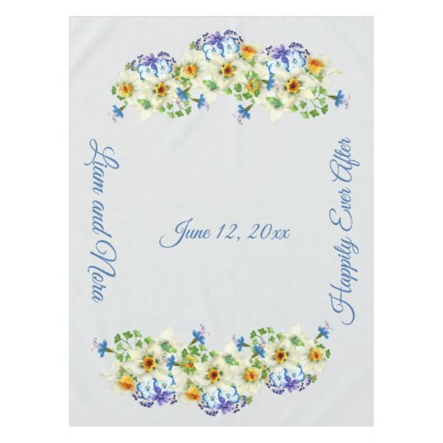 Spring Wedding Flowers Custom Text Tablecloth