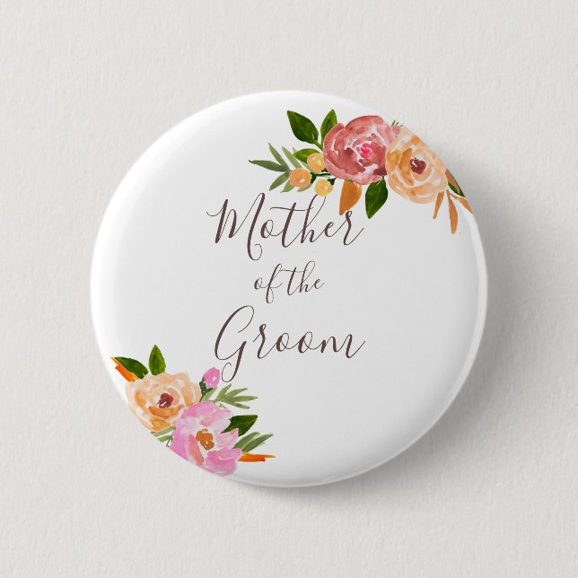 Spring Wedding flowers Mother of the Bride Button (Front)