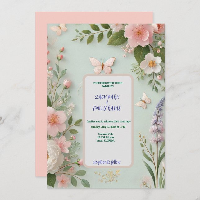 Spring wedding invitation (Front/Back)