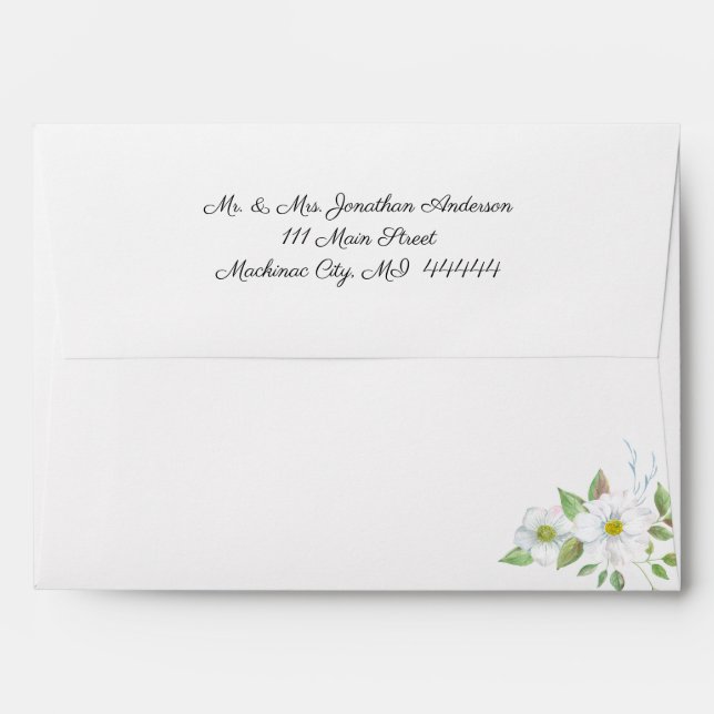 Spring Wedding Invitation Envelope with White Flow (Back (Top Flap))