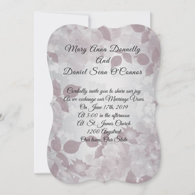 Spring wedding Invitations elegant Mauve (Front)