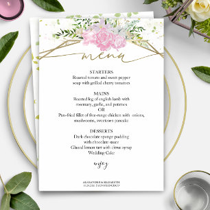 Spring Wedding Menu Card Pastel Color Wildflower