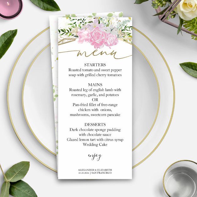 Spring Wedding Menu Card Pastel Color Wildflower (Creator Uploaded)