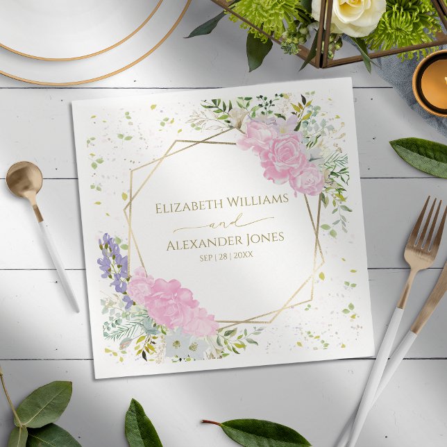 Spring Wedding Napkins Pastel Color Wildflower (Creator Uploaded)