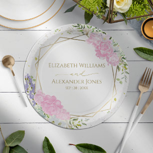 Spring Wedding Paper Plate Pastel Color Wildflower