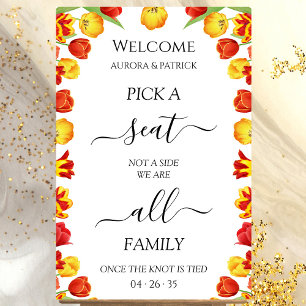 Spring Wedding Pick A Seat Not A Side Personalized Poster