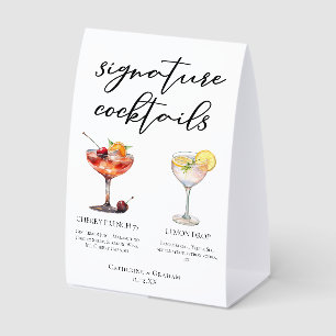 Spring Wedding Signature Cocktails Wedding Menu Paper Table Tent