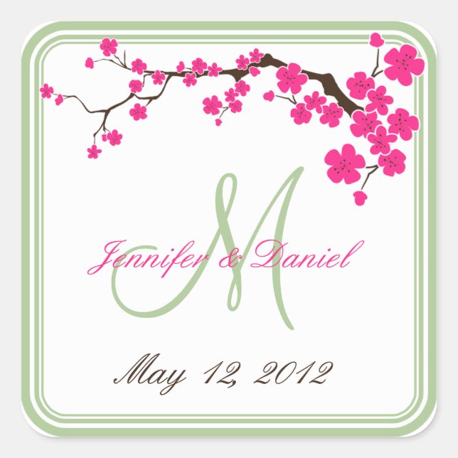 Spring Wedding Summer Wedding Monogram Favor Label (Front)