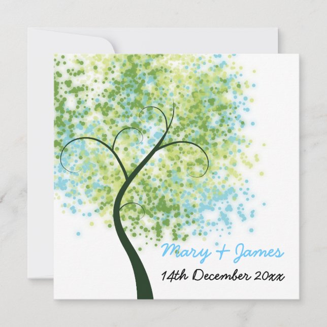 Spring Wedding Swirly Tree "Save The Date" Invitation (Front)