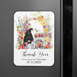 Spring Wedding Thank You Gnome Floral Magnet<br><div class="desc">Custom wedding thank you magnet favors for your guests,  featuring a bride and groom gnomes and a colorful spring floral arch illustration. Edit the template with a date and the newlyweds' names.</div>