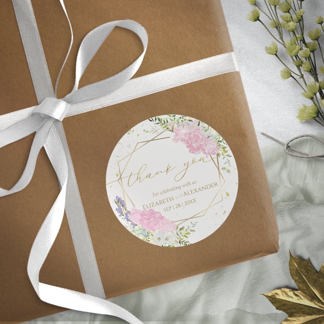 Spring Wedding thank you Sticker Gilded Watercolor (Creator Uploaded)