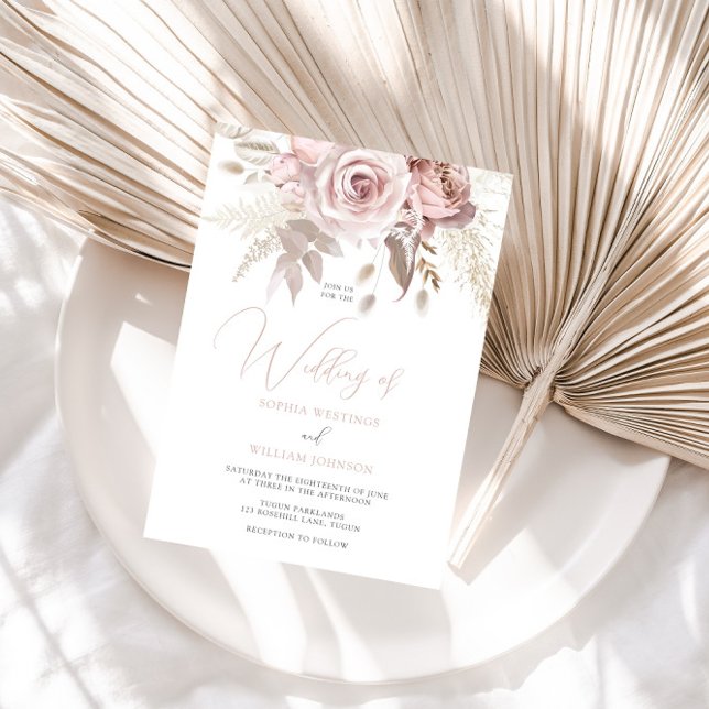 Spring Wedding Time: Dusty Rose & Blush Invitation (Creator Uploaded)