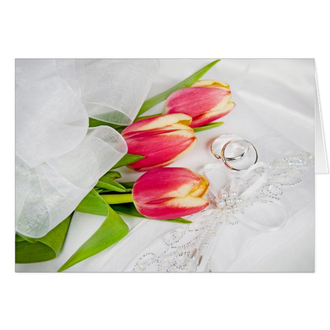 Spring Wedding Tulip Bouquet Cards (Front Horizontal)