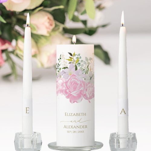 Spring Wedding Unity Candle Set Gilded Wildflower