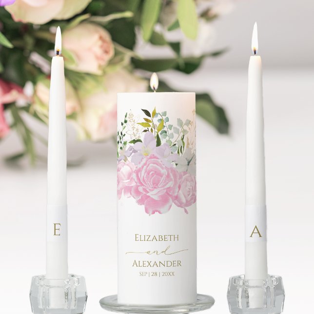 Spring Wedding Unity Candle Set Gilded Wildflower (Creator Uploaded)