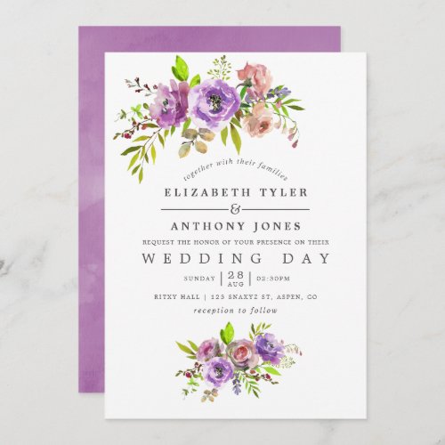 Spring Wedding Watercolor Floral Invitation