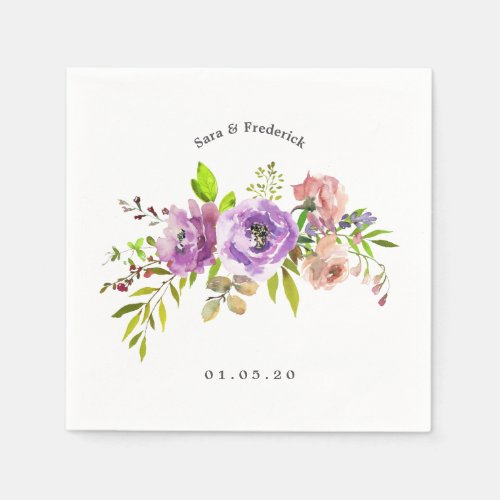 Spring Wedding Watercolor Floral Napkins