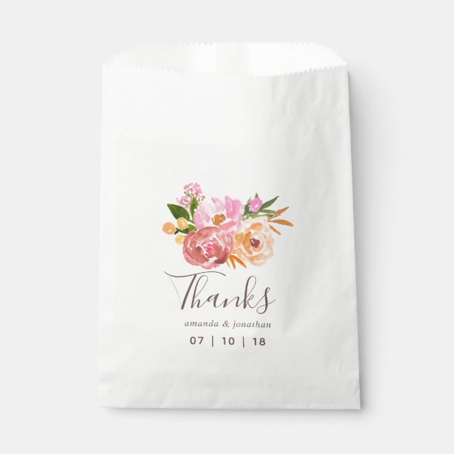 Spring Wedding watercolor flowers guest favor Bag (Front)
