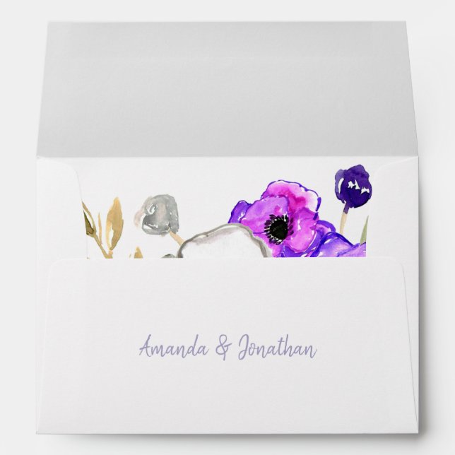 Spring Wedding watercolor wildflowers personalized Envelope (Back (Bottom))