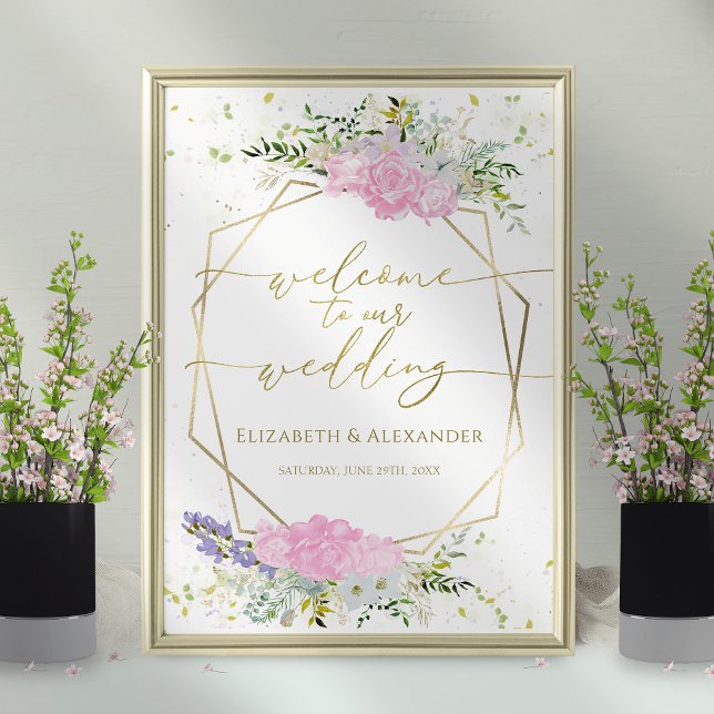 Spring Wedding Welcome Sign Gilded Wildflower (Creator Uploaded)