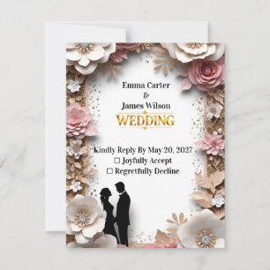 🌺Spring Wedding With Peach Flowers 💐 RSVP Card