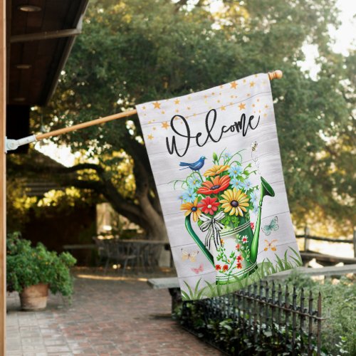 Spring Welcome Floral Garden House Flag