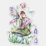 Spring Welcome Flower Fairy Fantasy Art Sticker
