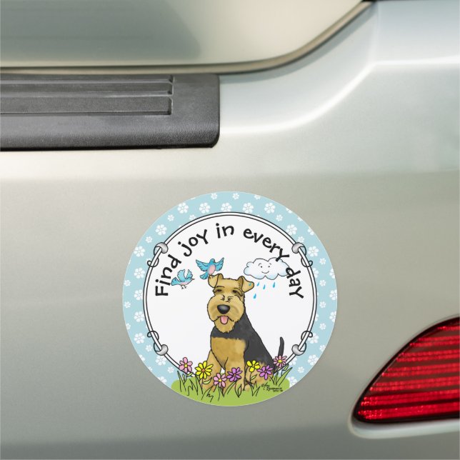Spring Welsh Terrier Dog with Flowers - Cute Car Magnet (In Situ)
