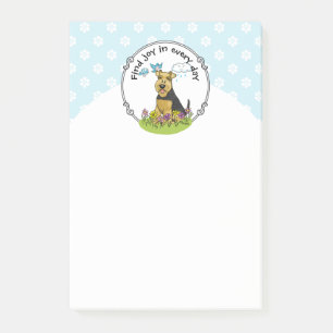 Spring Welsh Terrier Dog with Flowers - Cute Post-it Notes